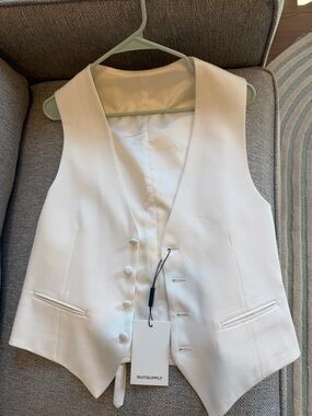NWT 🤍 SuitSupply Women's Double-Breasted VestWhite Lining Off White Pure Silk